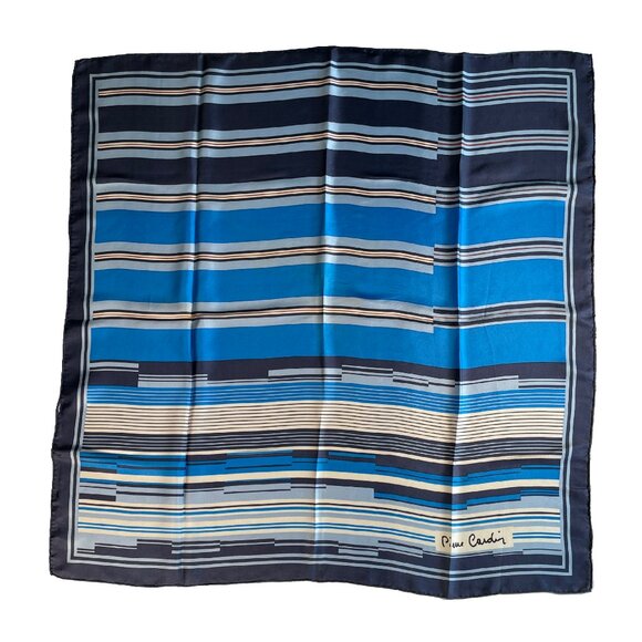 Pierre Cardin Vintage Silk Scarf Striped Pattern - Picture 1 of 15